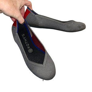 rothy's black white tweedy print slip on ballet slipper loafer shoes8 EX…